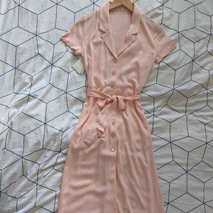 Aritzia Wilfred Midi Button-down Shirt Dress in Soft Blush Pink - Size XXS